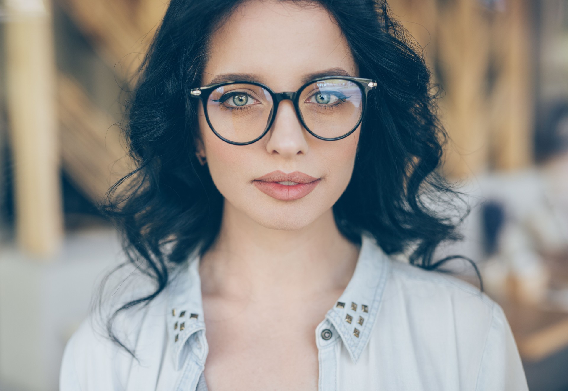 Young female in trendy spectacles